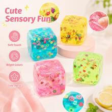 Multi-Color Fruit Cube Sensory Squeeze Toy, Soft Cute Stress Relief Interactive Toy For Kids, Jelly-Style Handheld Toy, Suitable For Party Favors, Classroom Rewards, Birthday Gifts - Multicolor - View 6
