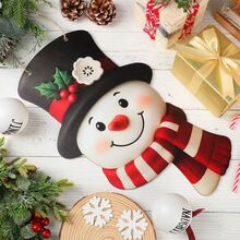 [AMPIOON]Christmas Winter Snowman Hanging Ornament, Farmhouse Country Christmas Door Welcome Wreath Decor, Christmas Party Indoor/Outdoor Home Wall Window Front Door Decoration, Back To School, Halloween, Christmas - Multicolor - View 3