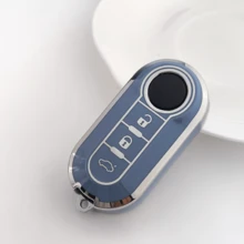 Suitable For Fiat 500/Panda/Punto/Panda 3-Button Car Key Cover, Luxury Electroplated Full Coverage Anti-Scratch Anti-Drop TPU Protective Shell, Unisex Fashion Button Style Key Fob Accessory, Car Key, Auto Accessory, Key Cover - Fiat - View 6