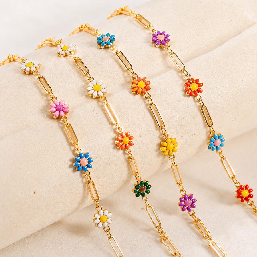 Vintage Colorful Daisy Gold Chain DIY Necklace Bracelet Earring Accessories - Chain - View 1