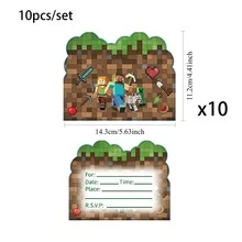 Minecraft Party Invitation Card Pixel War Birthday Party Decoration Invitation - Multicolor - View 10
