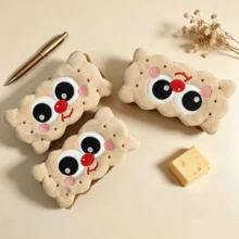 Cartoon Sandwich Plush Pencil Case, Large Capacity Soft Stationery Bag, Kawaii Makeup Storage Pouch For School Office Supplies - Cookie Pencil Case - View 6