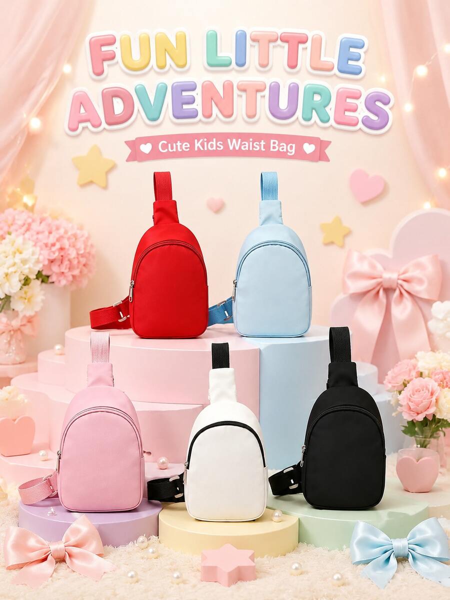 XD Fashionable Children's Solid Color Mini Chest Bag, Nylon Zipper Design, Unique Shape, Can Be Used As Multi-Functional Shoulder Bag/Crossbody Bag, Suitable For Outdoor Activities, Entertainment, Commuting And Other Occasions, Perfect Gift For Kids - Multicolor - View 1