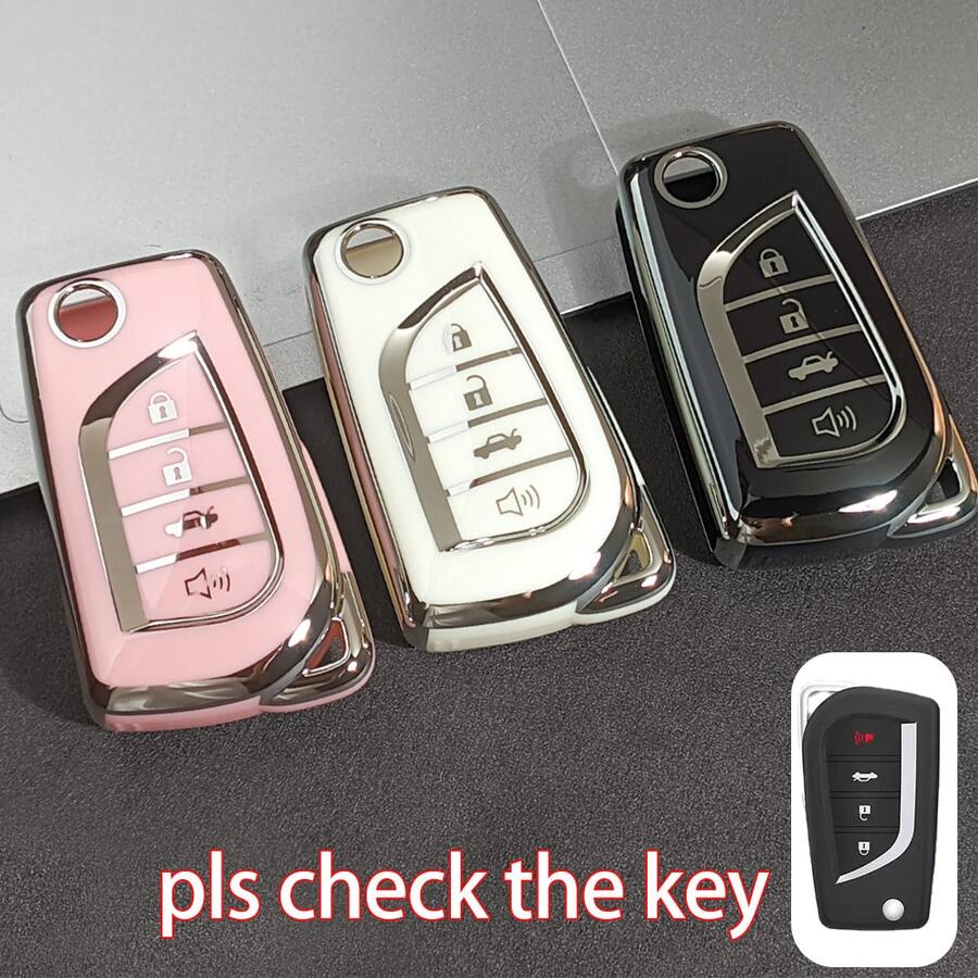 柔软 TPU 钥匙扣套,适用于汽车钥匙扣,智能遥控钥匙壳,适用于 Fortuner/Tundra/Camry/RAV4/Handa/Corolla,汽车配件,男士/女士礼物 - 彩色 - 查看 1