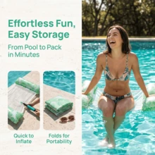 4-In-1 Multifunctional Inflatable Water Hammock, Suitable For Adults Pool, Beach And Water Activities, Multifunctional PVC Pool Floating Bed, Lounge Chair And Raft Function, Ideal For Travel And Home Pool - Monstera Leaves - View 4