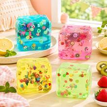 Multi-Color Fruit Cube Sensory Squeeze Toy, Soft Cute Stress Relief Interactive Toy For Kids, Jelly-Style Handheld Toy, Suitable For Party Favors, Classroom Rewards, Birthday Gifts - Multicolor - View 9