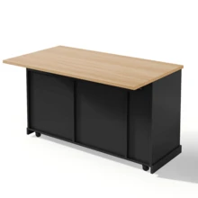 Kitchen Island On Wheels With Folding Table - Mobile Kitchen Cart With Drawer, Extendable Worktop - 黑色 - 查看 4
