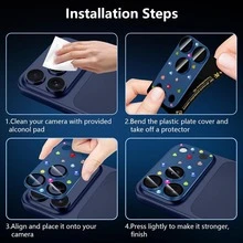 CASECOPS 1pc Blue & Orange Diamond Camera Lens Protector, Compatible With IPhone, Colorful Rhinestone Camera Lens Cover, 9H Tempered Glass With AR Anti-Reflection, Full Coverage 360° All-Around Protection, Shockproof, Scratch-Resistant, Waterproof, Fits Phone Cases, 0.2mm Ultra-Thin Fit, Easy Installation, Decorative Sapphire Coating Camera Protector Film, High-Definition Photo Quality - Colorful Diamond Blue - View 7