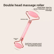 Set Alat Pijat Wajah Resin Merah Muda dengan Roller Gua Sha - MultiWarna - View 6