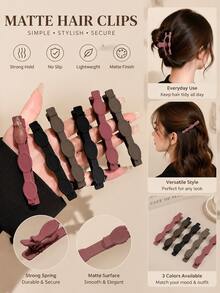 1pc Women's Black ABS Decorative Side Hair Clip, Minimalist & Casual Style Fashion Hair Accessory, Suitable For Daily Use Claw Clip, Hair Clip, Hair Claw, Hair Clip Ornament, Suitable For School Supplies - Multicolor - View 1