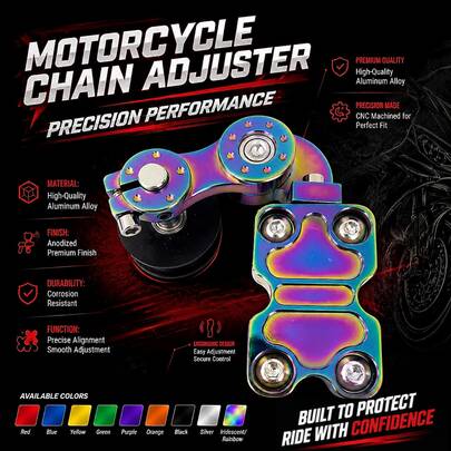 Universal CNC Aluminum Alloy Automatic Motorcycle Chain Tensioner, Adjustable Roller Guide Chain Adjuster, Suitable For Dirt Bikes, ATV, Cruisers, Off-Road Motorcycles