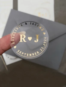 1/10/20/40/80/160/320pcs Custom Gold Foil Botanical Wedding Stickers, Personalized Gold Wedding Favour Labels, 4-6cm,Various Patterns,Clear Wedding Envelope Seals,Clear Wedding Stickers With Gold Foil,Infinity For Wedding Favors, Cups Labels Stickers - Multicolor - View 10