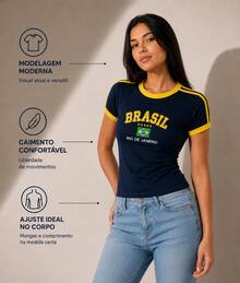 BabyLook Women's Embroidered Brazil Shirt Without State - 白色 - 查看 9