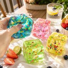 Multi-Color Fruit Cube Sensory Squeeze Toy, Soft Cute Stress Relief Interactive Toy For Kids, Jelly-Style Handheld Toy, Suitable For Party Favors, Classroom Rewards, Birthday Gifts - Multicolor - View 5