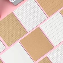 Lined Sticky Notes Set, 3"X3", 6 Pads, 50 Sheets/Pad, Kraft Lined, Blank And Graph Sticky Notes Set, Lined Memo Pads, Self-Stick Note Pad For Office, School, Home, Study And Organization School Supplies - one-size - View 3