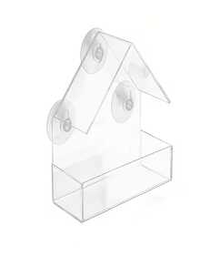 House Shaped Clear Acrylic Window Bird Feeder With Suction Cups, Weatherproof Spill Resistant Wild Bird Feeding Tray, Easy Clean Transparent View Design For Outdoor Patio Garden, Ideal For Bluebirds Canaries Sparrows Watching - one-size - View 10