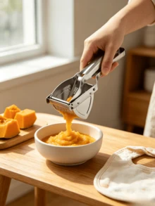 1pc Labor-Saving Clip-On Potato Masher With Fine Perforated Filter Screen, Manual Grinder And Crusher For Fruits And Vegetables To Make Baby Complementary Food. - Multicolor - View 7