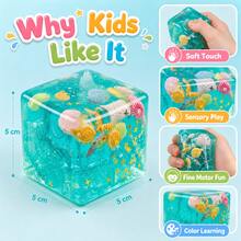 Infant & Toddler Ocean Theme Soft Cute Toy Blocks, Transparent Shiny Appearance, Shell & Fish Decor Design, Suitable For Birthday Gifts, Party Favors, Children's Small Gifts - Multicolor - View 5