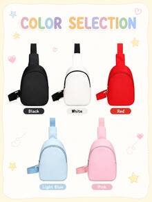 XD Fashionable Children's Solid Color Mini Chest Bag, Nylon Zipper Design, Unique Shape, Can Be Used As Multi-Functional Shoulder Bag/Crossbody Bag, Suitable For Outdoor Activities, Entertainment, Commuting And Other Occasions, Perfect Gift For Kids - Multicolor - View 4