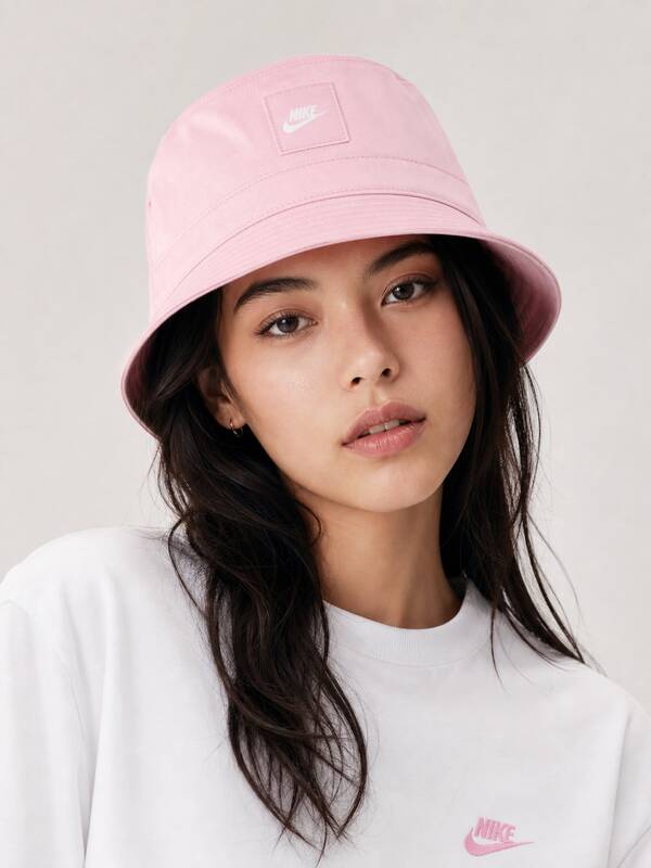 Nike (NIKE) CK5324-663 Solid Pink Embroidered Logo Soft Top Bucket Hat Unisex Outdoor Sports Sun Hat CK5324-663