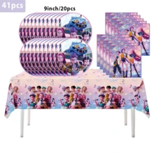 41pcs K-POP Girl Group Theme Party Set, Suitable For 10 People, Disposable Birthday Party Tableware, Including Plates, Cups And Napkins. Holiday Decoration Supplies, Suitable For Camping, Picnic, Backyard BBQ And Party Decoration, Also Ideal Decoration For Halloween, Christmas And Party, And A Great Surprise Gift For Fans. - Multicolor - View 11