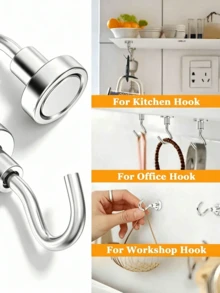 1/5/10/20pcs Heavy Duty Strong Magnetic Hooks, No Drilling Required, Can Hang Magnets And Adhesives, No Nails Needed For Hanging, Suitable For Refrigerator, Kitchen, Grill, Garage And Storage Space. Damage Free Wall Magnetic Hooks, Heavy Duty Magnetic Hooks, Refrigerator Fishing Magnet Nails, Ultra-Strong Magnetic Hooks. - Silver - View 11