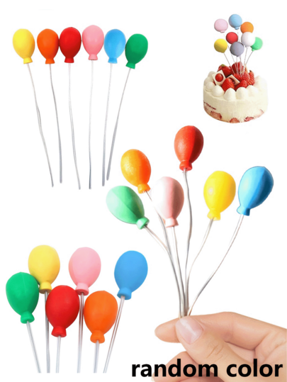 20/10pcs Mini Balloon Cake Toppers, Rainbow Color Round Clay Ball Cupcake Decorations, Suitable For Baptism, Gender Reveal, Wedding, Anniversary, Women's And Men's Birthday Cake Decoration, DIY Cake Toppers