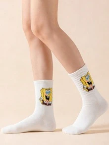 SpongeBob SquarePants 1/4 Pairs Women's Fun Personalized Cartoon Cute Mid-Calf Socks,All-Season,Comfortable,Rich Colors,Suitable For Daily Wear - Multicolor - View 4