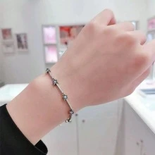 1pc Fashion S925 Sterling Silver Five-Pointed Star Bracelet, Adjustable Size, DIY Bracelet With Beads, Cute Niche Suitable For Girls' Daily Wear - Silver - View 2