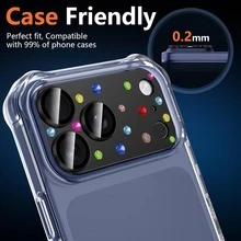 CASECOPS 1件裝黑色橘色鑽石相機鏡頭保護蓋，彩色水鑽相機鏡頭蓋，9H強化玻璃附AR防反光，360度全方位全覆蓋保護，防震防刮防水黏貼，相容手機殼0.2mm薄型設計，簡易安裝，裝飾性藍寶石塗層相機保護蓋，HD清晰拍照品質 - 彩鑽黑 - 查看 9