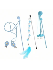 1pc/3pcs Blue Fairy Cat Teaser Wand, Durable Cat Toy, Interactive Pet Cat Supplies - Blue - View 1