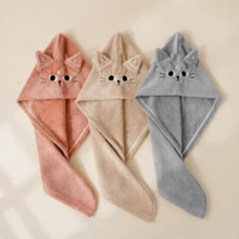 2件套可爱猫耳速干毛巾套装 - 混色超细纤维扭结发巾，超强吸水防毛躁发套/长发浴帽，柔软沙龙级家用SPA配件 - 彩色 - 查看 18