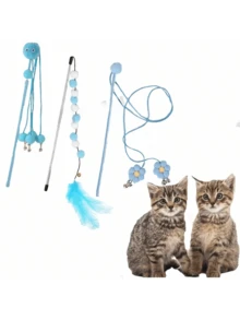1pc/3pcs Blue Fairy Cat Teaser Wand, Durable Cat Toy, Interactive Pet Cat Supplies - Blue - View 10