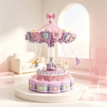 700+Pcs Rotating Carousel Music Box Building Blocks, Stress Relief , Highly Attractive Assembly Building Blocks Gift Box, Wind-Up Spring Plays Beautiful Music And Rotates, Exquisite Gift For Mother's Day, Valentine's Day, Back To School Season, Assembly Difficulty Not Recommended For Beginners - Rotating Music Box - View 11
