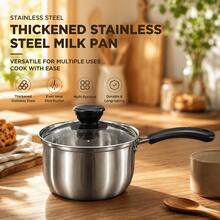 2pcs/Set (With Lid) Stainless Steel Pot, With Heat-Resistant Wooden Handle, Suitable For Induction Cooker Noodle Cooking, Non-Slip Wooden Handle, Even Heating Bottom, Suitable For Dorm, Office, RV, Small Kitchen And Single Person Cooking - View 9