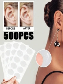 500/300/200/100pcs Earlobe Support Stickers, Ideal For Wearing Heavy Earrings. They Help Secure The Earlobes And Prevent Tearing Or Stretching. Easy To Use, Virtually Invisible, And Suitable For Use At Home, On The Dresser, During Travel - Multicolor - View 9