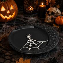 LECHENG HOUSEHOLD 2pcs, Novelty Halloween Ceramic Plates, 8.5 Inch And 8 Inch, 3D Spider, Ghost Pattern, Scalloped And Moon-Shaped Plates, Black, Candy Dish, Dessert Plate, Pasta Plate, Decoration, Theme Party, Gift, Dishwasher - Multicolor - View 5