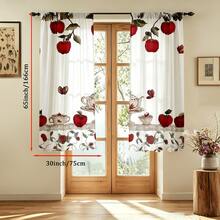 2pcs Fruit Embroidery Print Modern Curtains, 100% Polyester Fabric Durable, Suitable For Living Room, Bedroom, Kitchen, Bathroom Decor (Curtain Rods Not Included) - Multicolor - View 13