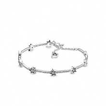 1pc Fashion S925 Sterling Silver Five-Pointed Star Bracelet, Adjustable Size, DIY Bracelet With Beads, Cute Niche Suitable For Girls' Daily Wear - Silver - View 1