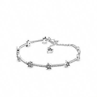 1pc Fashion S925 Sterling Silver Five-Pointed Star Bracelet, Adjustable Size, DIY Bracelet With Beads, Cute Niche Suitable For Girls' Daily Wear