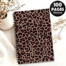 1pc Cute Leopard & Zebra Print Spiral Notebook - Diary With Bow Decoration Cover, Suitable For School, Office, Travel, Journaling, Planning - Portable Writing Notebook - Animal Pattern Diary Gift - F - View 1