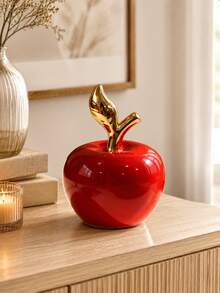 1 Apfel-förmiges kreatives Design Mehrfarbiges Keramik-Ornament, minimalistisch und exquisit Dekoration, geeignet für Schreibtisch, Bücherregal, Nachttisch, Wohnzimmer, Kamin, Büro, Hotel, Feiertage und Partys, auch eine hervorragende Geschenkwahl - 1PC - Übersicht 1