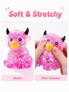1pc Colorful Glitter Highland Cow Squishy Toy, Cute Malt Cow Squeeze Stress Relief Toy, Soft Slow Rebound Desktop Toy, Suitable For Children, Teenagers, Adults, Party Favors, Gift Bag Fillers, Classroom Prizes, Birthday Gifts - Multicolor - View 10