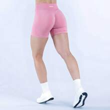 DYFINE  Women's Seamless Elastic Butt Lifting Shaping Yoga Fitness Gym Running Sports Shorts - Light Rose - View 3