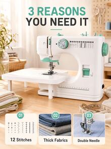 SOKANY Portable Electric Sewing Machine, Home Use Dual Needle Dual Thread Automatic Threading 12 Sewing Functions Multi-Function Sewing Machine, Adjustable Speed, Replaceable Presser Foot, With Lighting, Suitable For Home Use, Beginners And Enthusiasts - EU C Type Plug(220-240V) - View 3