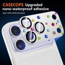 CASECOPS 1件裝 銀色橘色鑽石 相機鏡頭保護蓋，彩色水鑽鏡頭蓋，9H 鋼化玻璃附 AR 防反光，360度全方位覆蓋保護，防震防刮防水黏貼，相容手機殼 0.2mm 薄款，易安裝，裝飾性藍寶石塗層相機保護蓋，HD 清晰拍照品質 - 彩鑽銀 - 查看 3