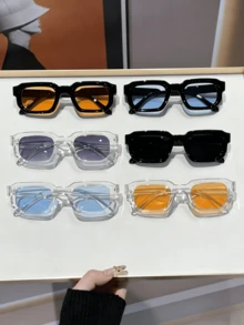 4pcs Square Small Frame Unisex Fashion Glasses, Retro Minimalist Elegant Fashion, Suitable For Tropical Beach Vacation, Holiday Gift, Outdoor Activities, Golf, Street Photography, Beach Toys, Summer Beach Vacation, Outdoor, Travel, Aesthetic - 4PCS - Transparent Frame - View 9