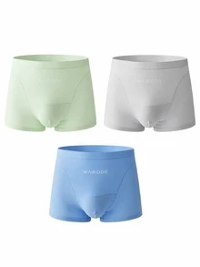 3pcs Men's Multicolor Ice Silk Mesh Printed Comfortable Boxer Briefs - Multicolor - View 3