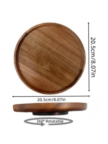 1/2pcs Kitchen Supplies, Wooden Tray, Spice Containers, Kitchen Spice Rack, Kitchen Storage Rack, Kitchen Organizer, Tray, Kitchen Decor, Rotating Tray, 8-Inch Round Multi-Purpose Tray, Round Wooden Spice Rack, Kitchen Organizer Rack, Cabinet Rotating Tray, Countertop, Table Or Dining Room, Food Tray, Snack, Dessert Tray, Holiday Gift, Home Kitchen Storage Plate, Kitchen Gadgets - Mocha Brown - View 8