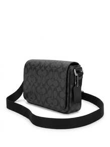Coach Signature Canvas Women's Crossbody Bag Black Lightweight Zip Closure Signature Detail CDZ95SVYZK Back To School Daily Essential Fall Fashion - Black - View 3